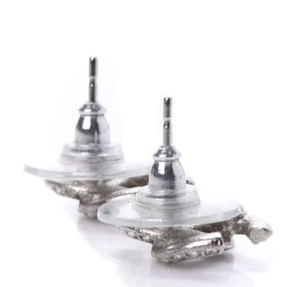 Chanel Crystal Timeless CC Earrings Silver 3 of 4