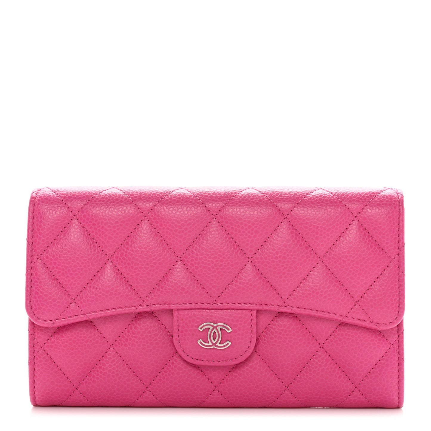 Caviar Quilted Medium Flap Wallet Pink