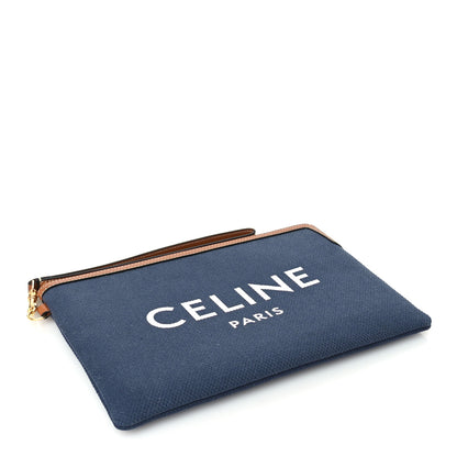 Celine Jacquard Calfskin Small Pouch Navy Tan 4 of 7