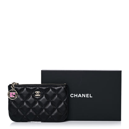 Chanel Lambskin Quilted Small No. 5 Cosmetic Case Black 11 of 11