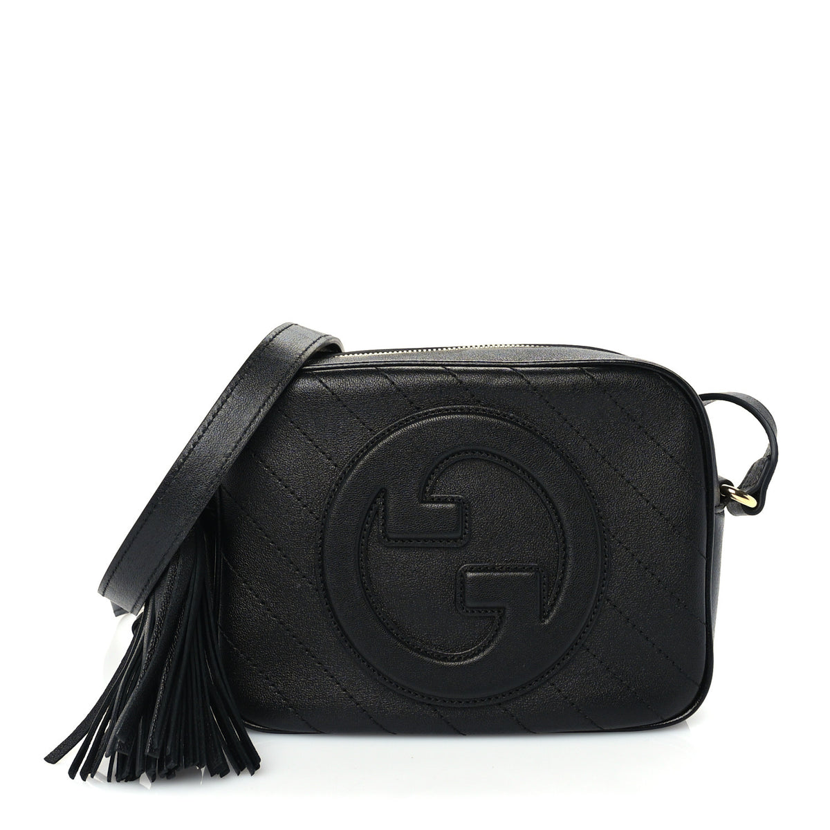 Sakai Be Green Calfskin Diagonal Stitched Small Blondie Shoulder Bag Black