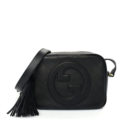 Gucci Sakai Be Green Calfskin Diagonal Stitched Small Blondie Shoulder Bag Black 1 of 8