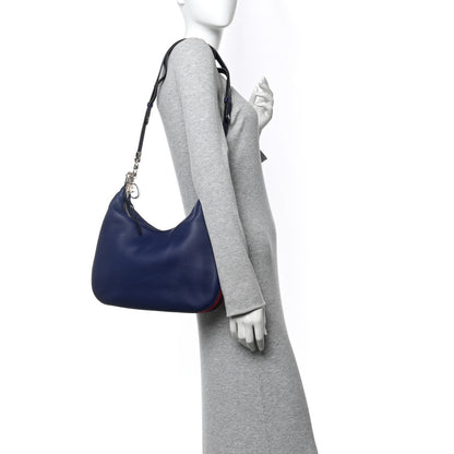 Gucci Aria Calfskin Web Large Attache Shoulder Bag Navy 2 of 10