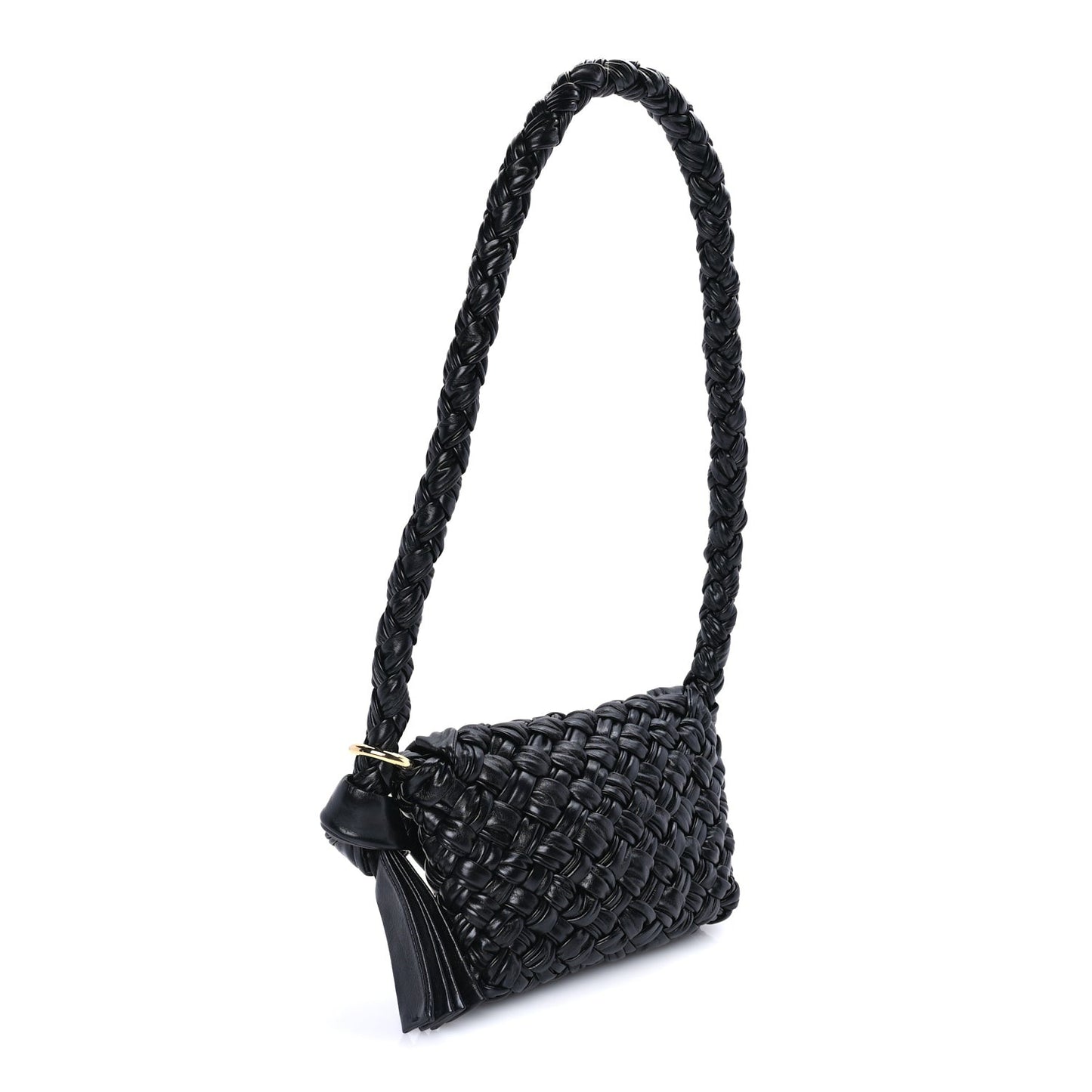 Calfskin Foulard Intreccio Small Kalimero Città Shoulder Bag Black