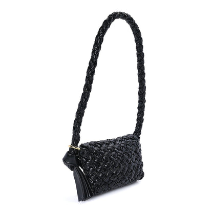 Bottega Veneta Calfskin Foulard Intreccio Small Kalimero Città Shoulder Bag Black 2 of 7
