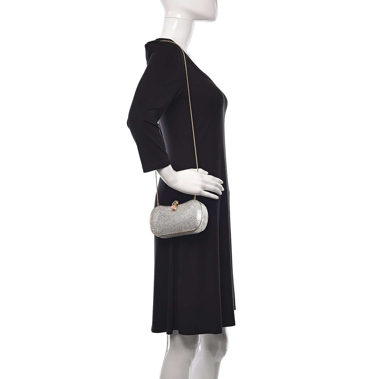 Swarovski Crystal Minaudiere Clutch Silver