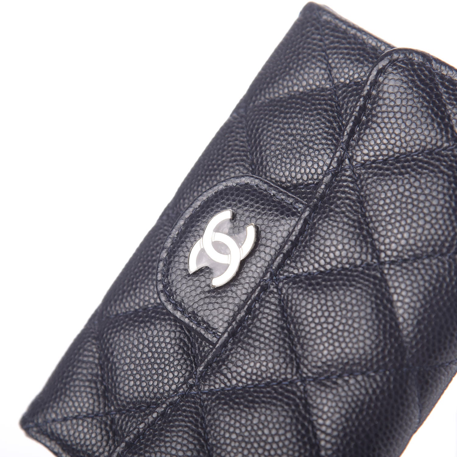 Chanel Caviar Quilted Flap Card Holder Wallet Navy Blue 11 of 12