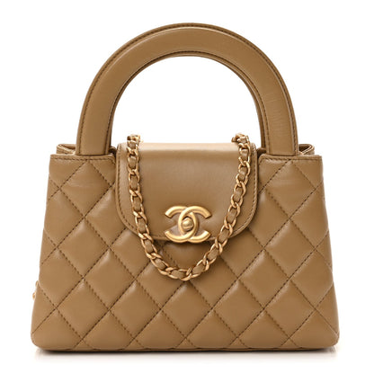 Chanel Shiny Aged Calfskin Quilted Nano Kelly Shopper Beige 1 of 9