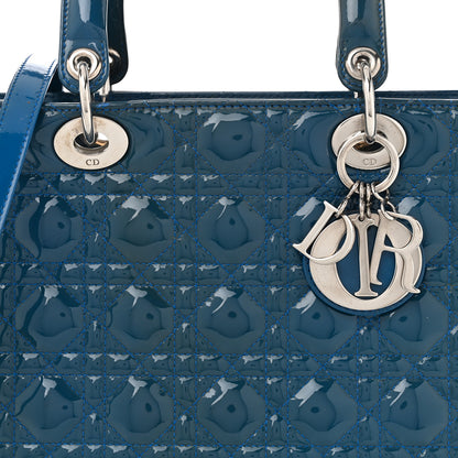 Christian Dior Patent Cannage Large Lady Dior Blue 8 of 14