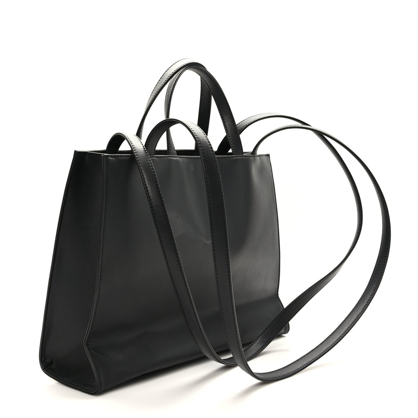 Vegan Leather Medium Shopping Bag Black
