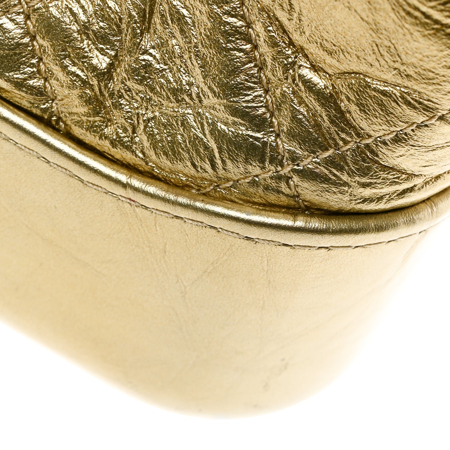 Metallic Aged Calfskin Quilted Small Gabrielle Hobo Gold