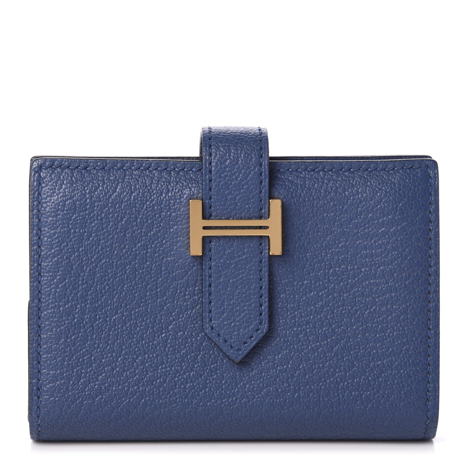 Hermes Chevre Mysore Mini Bearn Wallet Bleu Agate 1 of 8