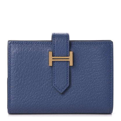 Hermes Chevre Mysore Mini Bearn Wallet Bleu Agate 1 of 8