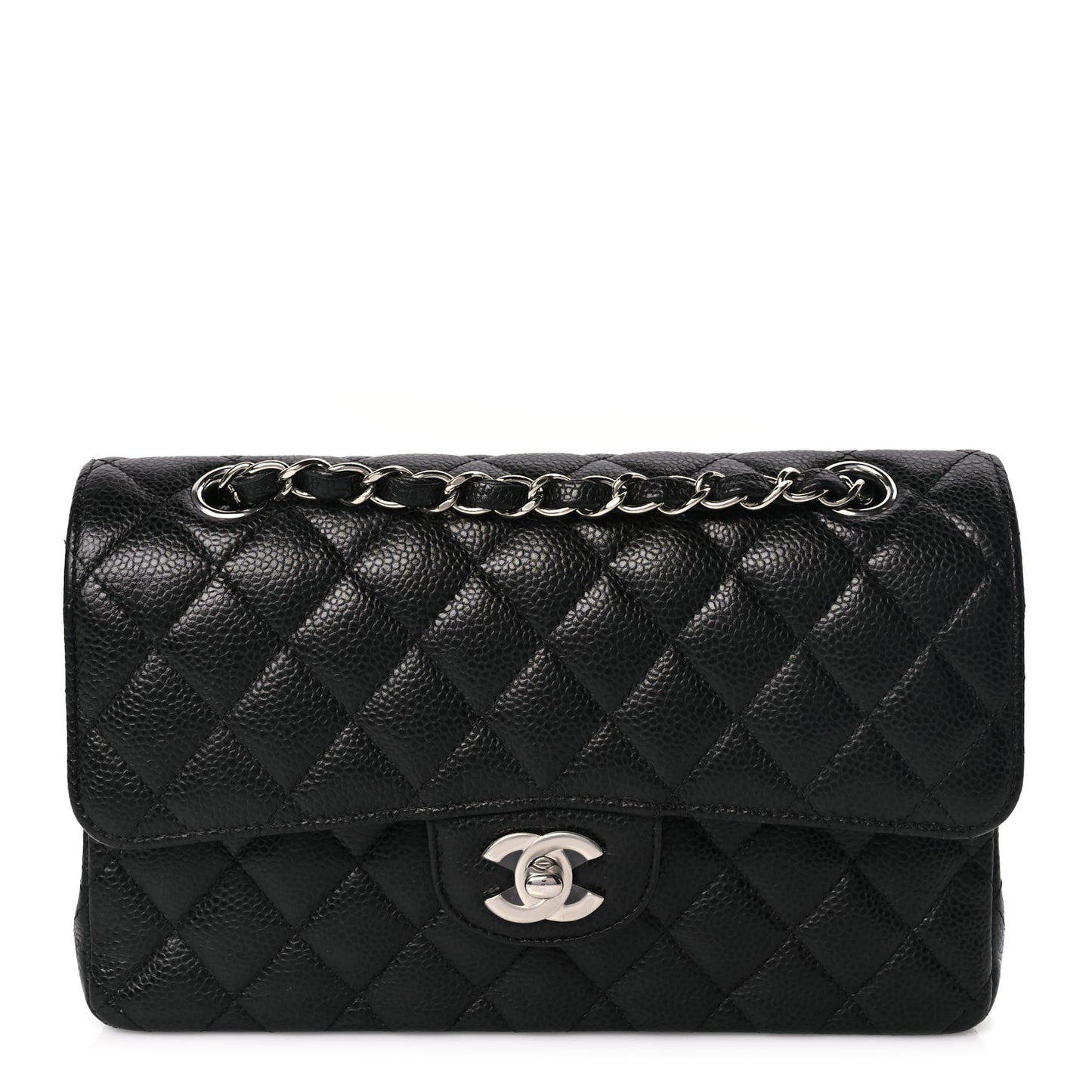 Caviar Quilted Small Double Flap Black