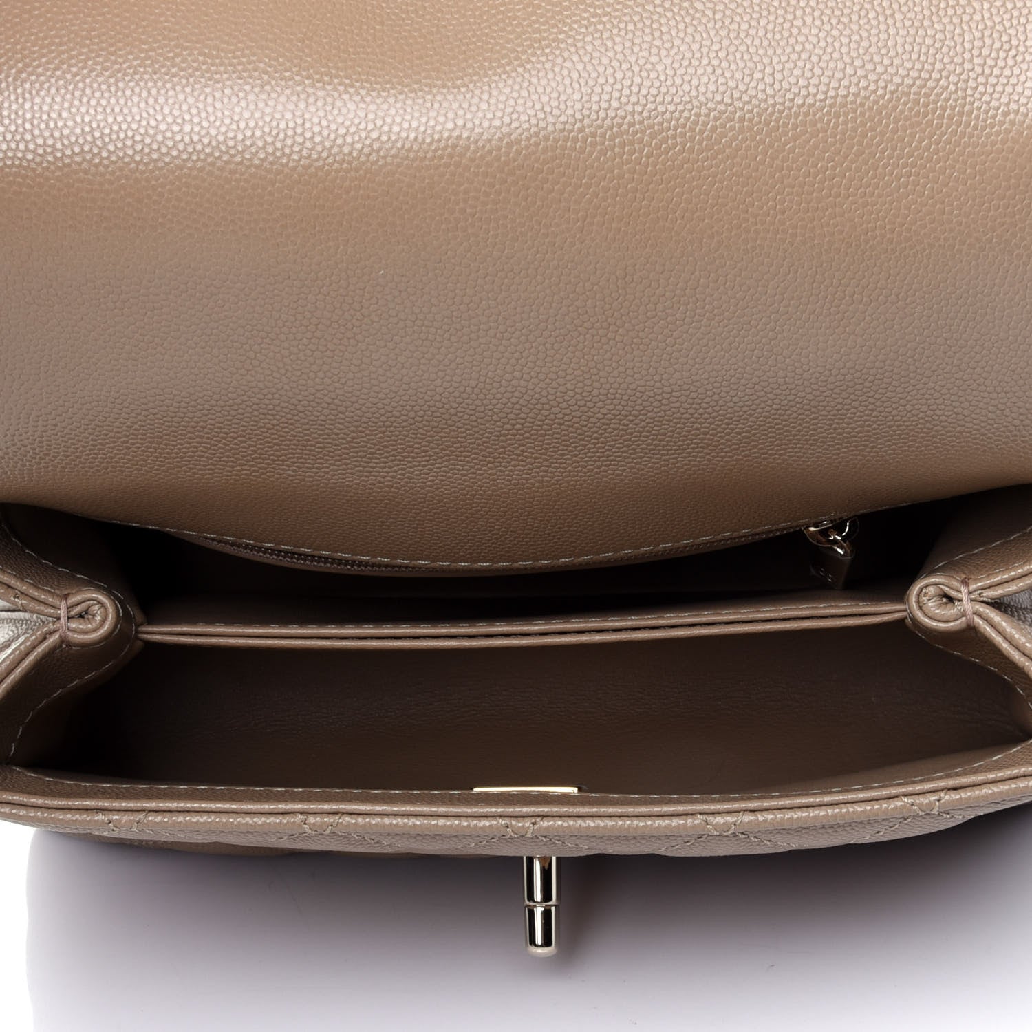 Chanel Caviar Lizard Embossed Quilted Mini Coco Handle Flap Dark Beige 4 of 4