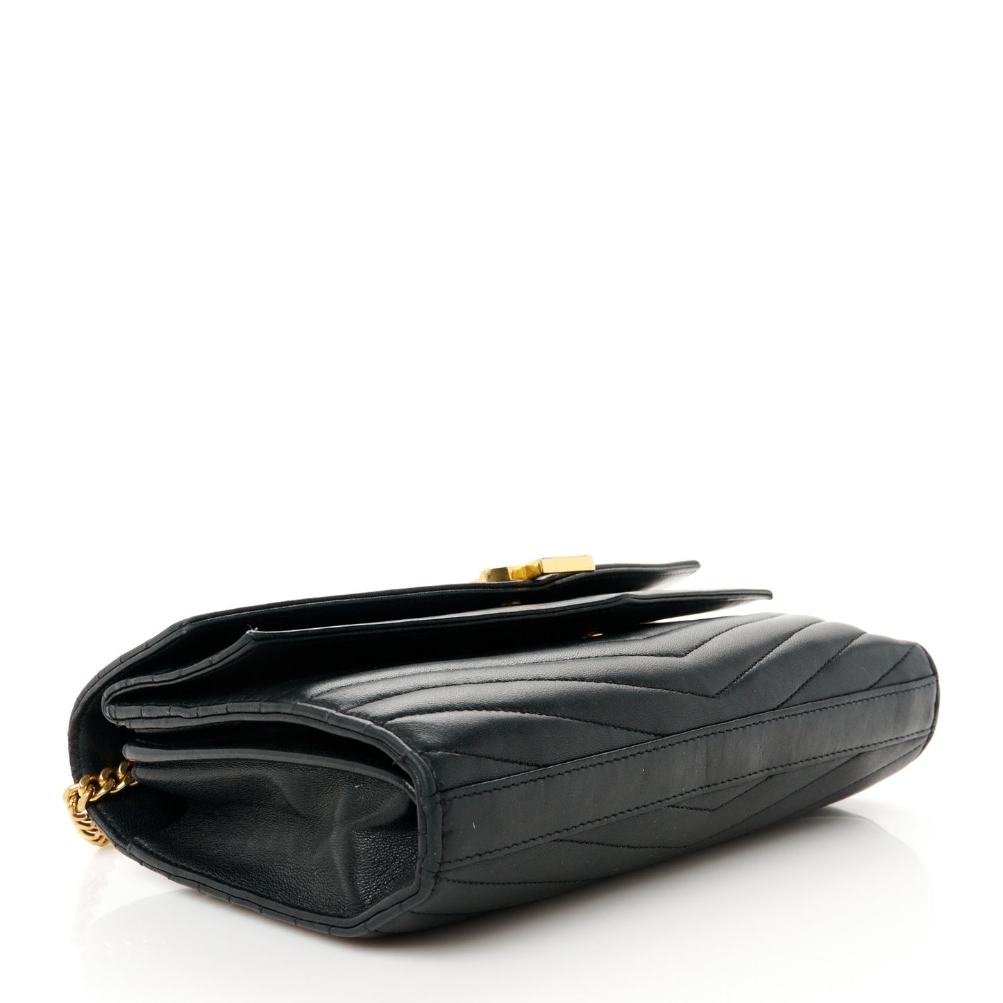 Lambskin Matelasse Chevron Monogram Sulpice Chain Wallet Black