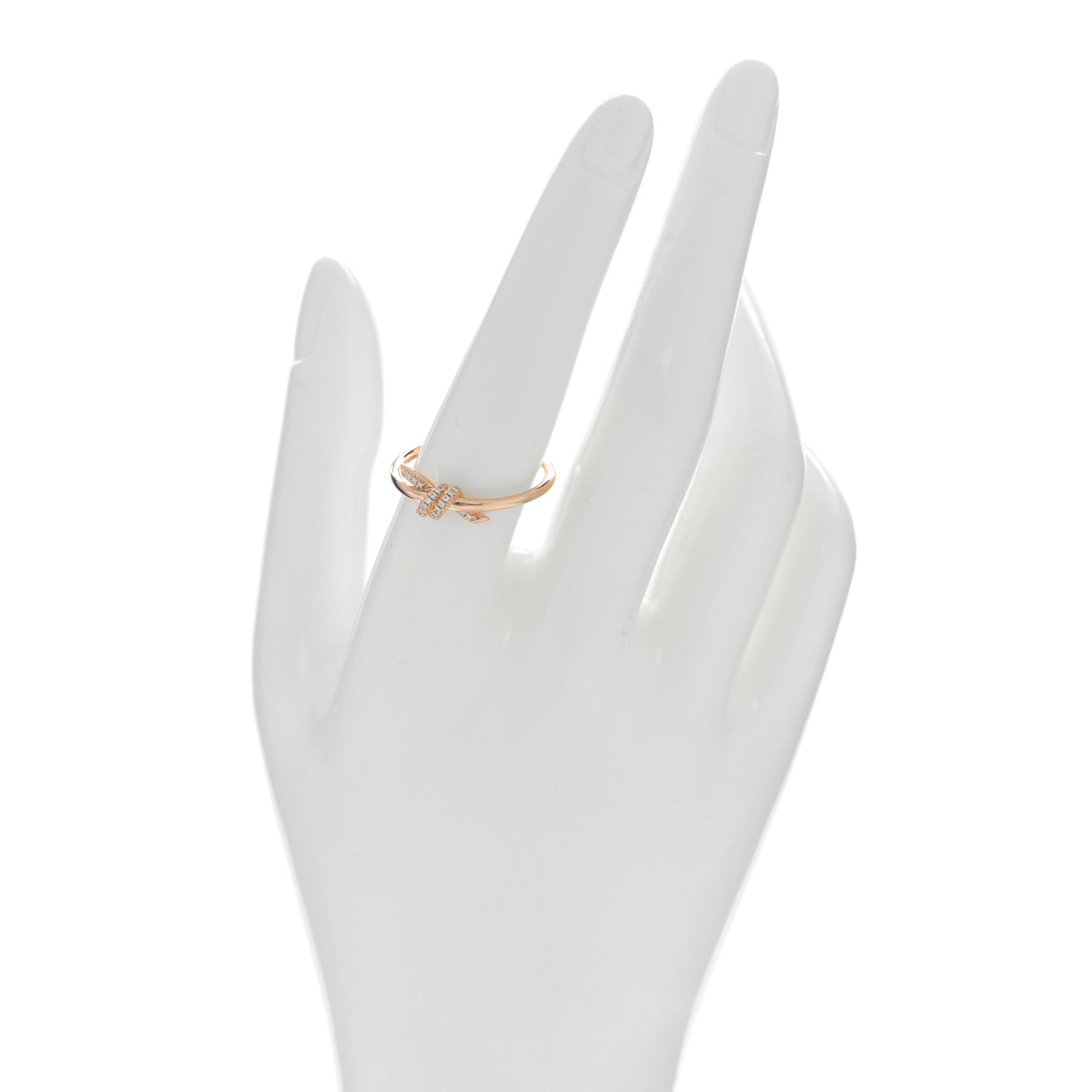 18K Rose Gold Diamond Small Knot Ring 60 9