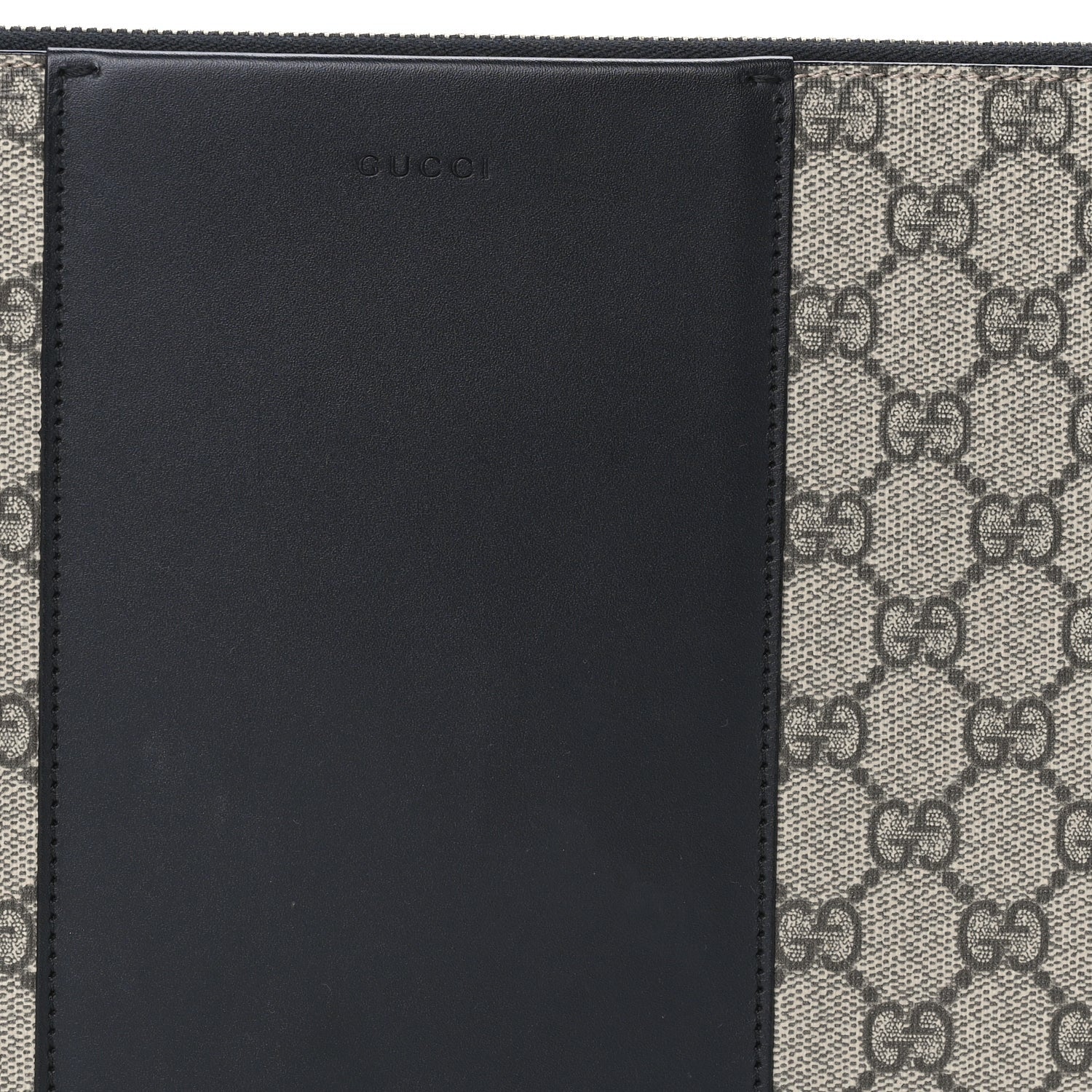 Gucci GG Supreme Monogram Zip Wristlet Pouch Beige Black 6 of 7
