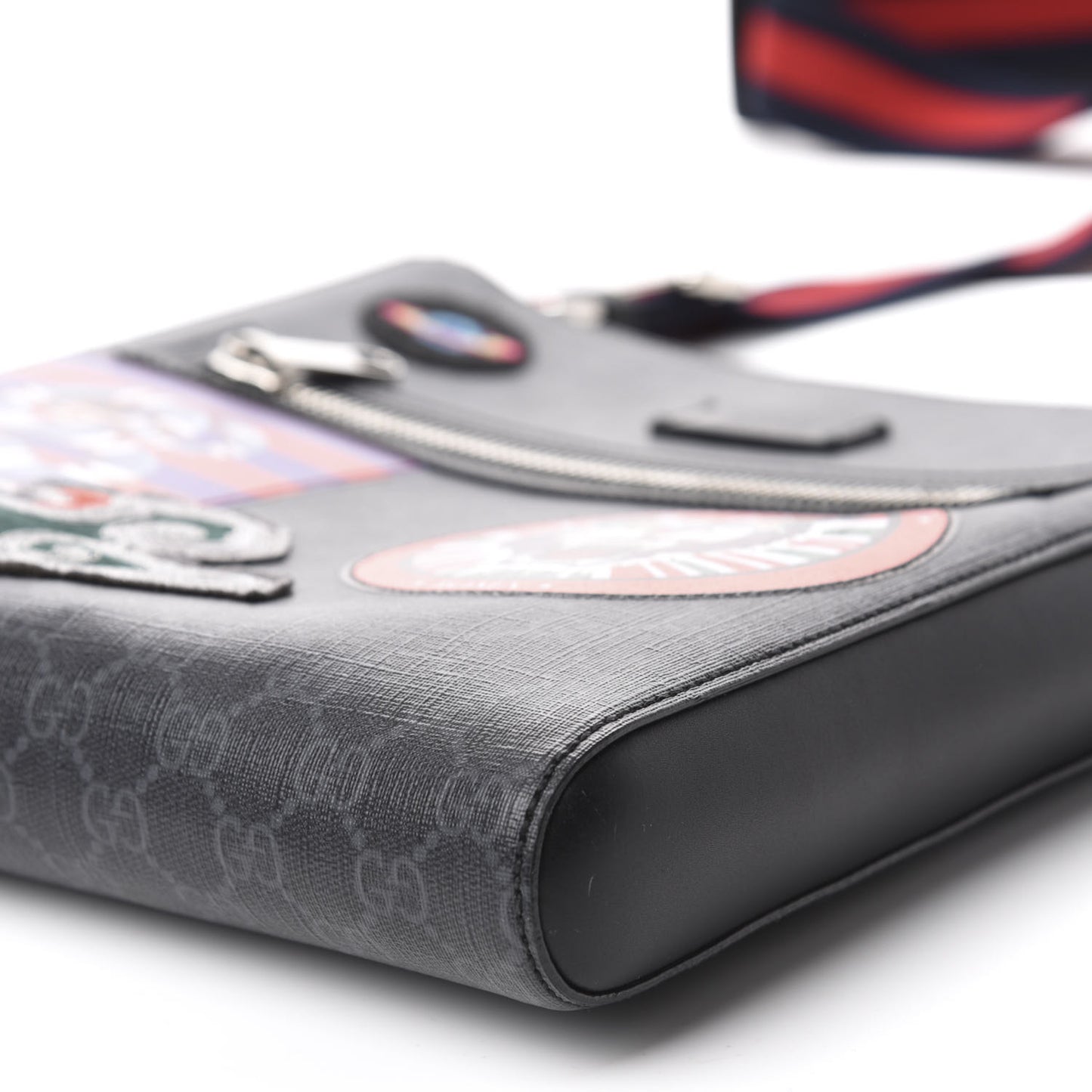GG Supreme Monogram Night Courrier Flat Messenger Bag Black Multicolor