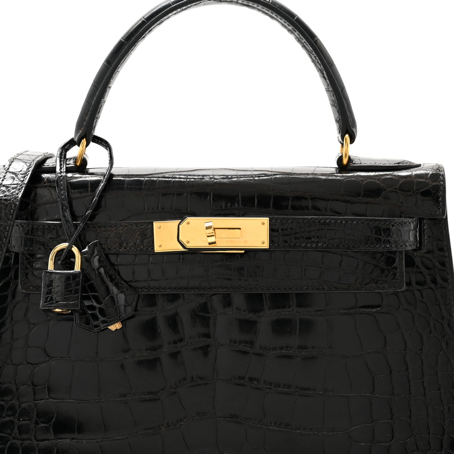 Shiny Alligator Kelly Sellier 28 Black