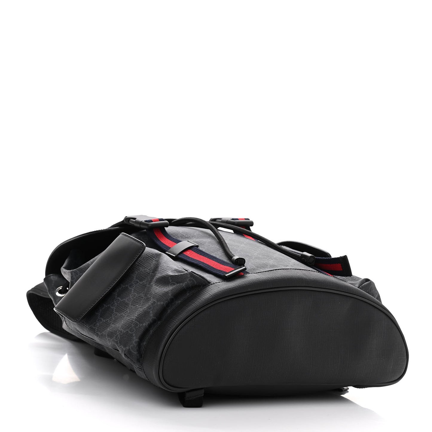 Soft GG Supreme Monogram Appia Calfskin Web Double Buckle Backpack Black