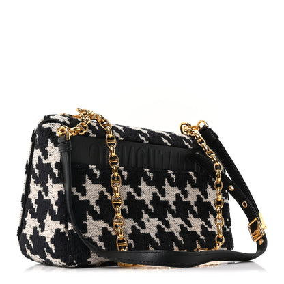Christian Dior Technical Canvas Macro Houndstooth Medium Caro Bag Black White 3 of 10