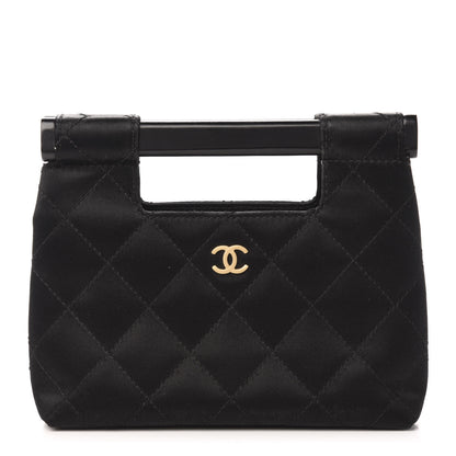 Chanel Satin Quilted Clutch Black 1 of 9