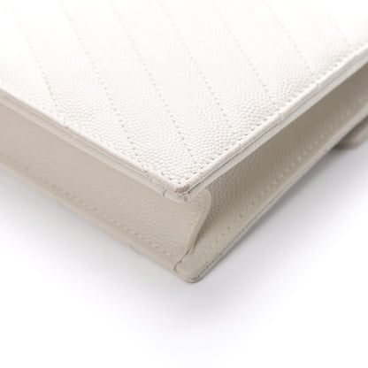 Saint Laurent Grain De Poudre Matelasse Chevron Monogram Envelope Chain Crema Soft 11 of 17