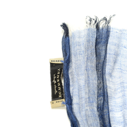 Burberry Wool Silk Gauze Giant Check Scarf Navy 4 of 4