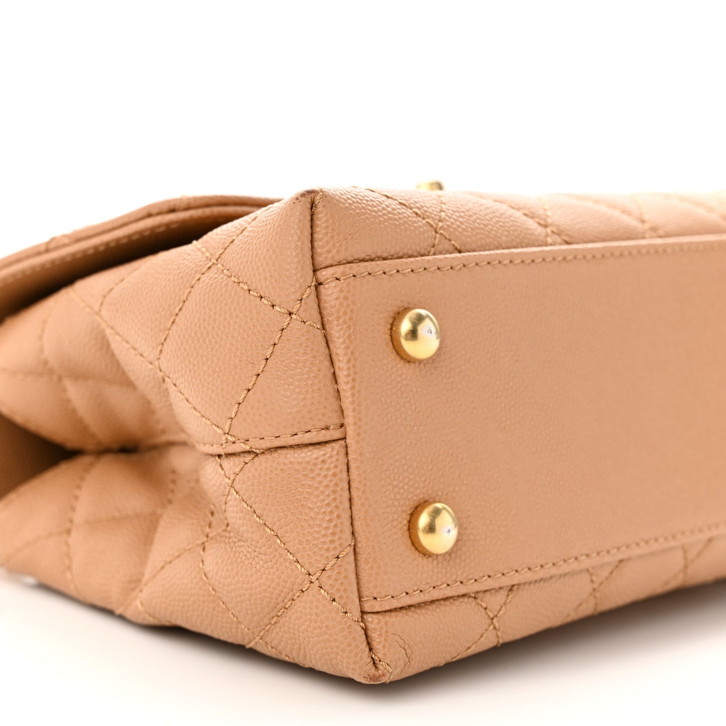 Caviar Quilted Mini Coco Chain Handle Flap Dark Beige