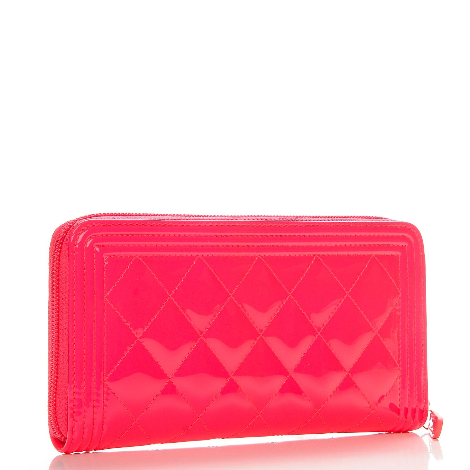 Chanel Patent Quilted Boy Zip Around Wallet Pink 3 of 7