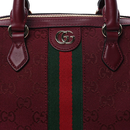 Gucci GG Monogram Textured Dollar Calfskin Web Small Ophidia Top Handle Bowler Bag  Rosso Ancora 6 of 8