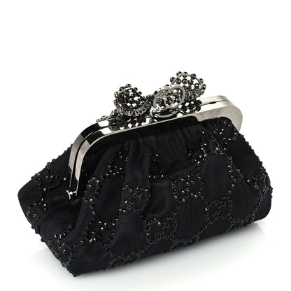 Gucci Metal Crystal GG Monogram Mini Crystal Bow Clutch Black 2 of 8