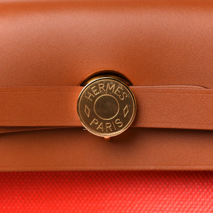 Hermes Toile H Berline Vache Hunter Herbag Zip 31 PM Capucine Fauve 7 of 9