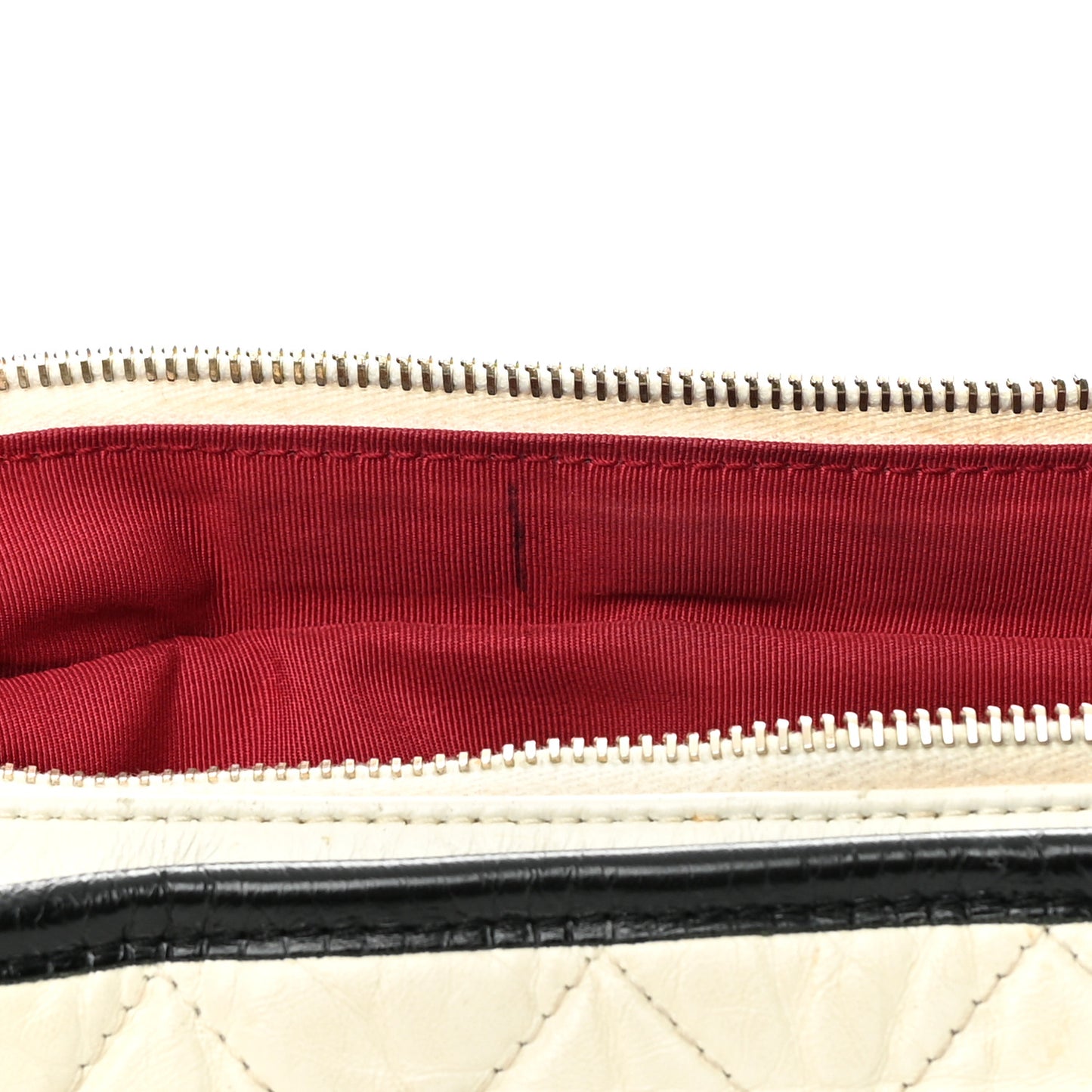 Aged Calfskin Quilted Medium Gabrielle Hobo Black White