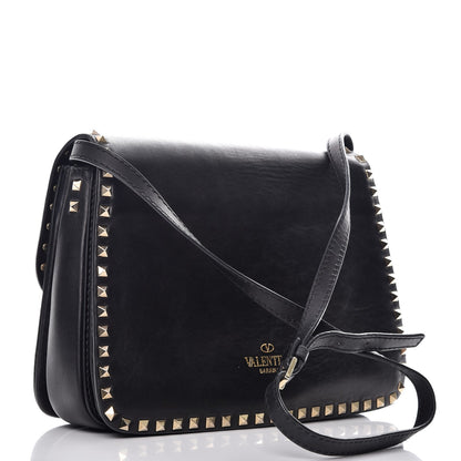 Valentino Garavani Vitello Rockstud Shoulder Flap Bag Black 3 of 10