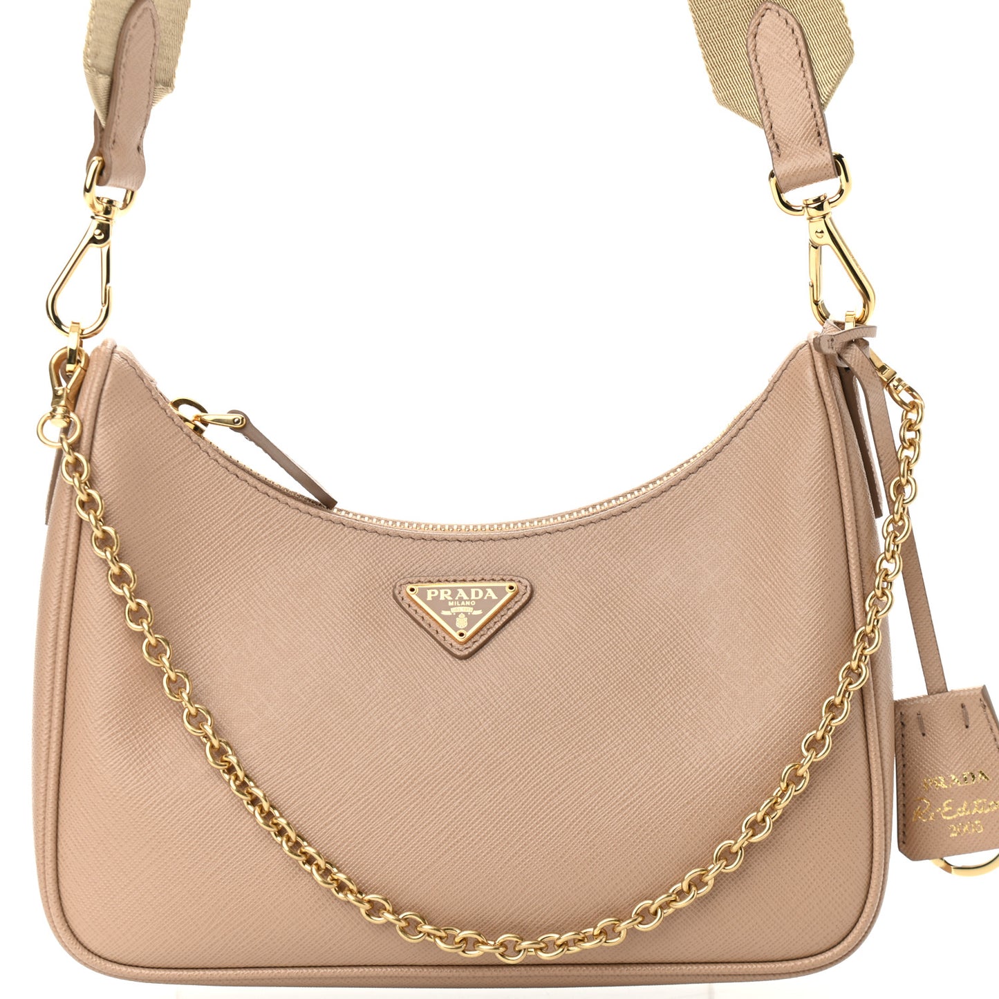Saffiano Re-Edition 2005 Shoulder Bag Cammeo Beige