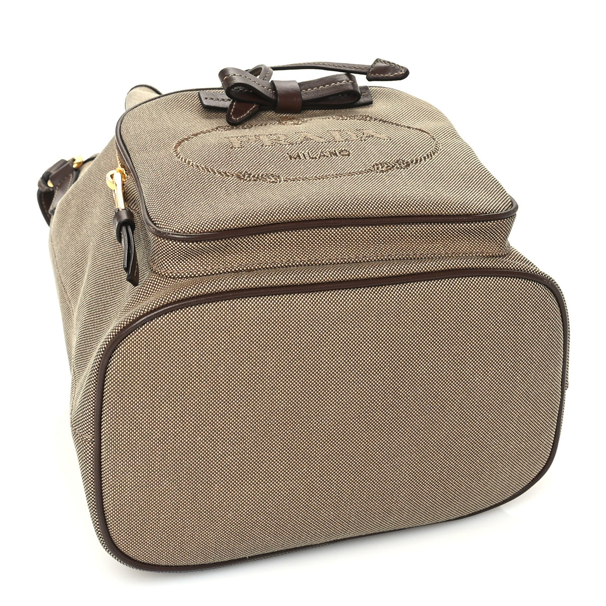 Prada Jacquard Logo Mini Bucket Crossbody Bag Corda Bruciato 3 of 8