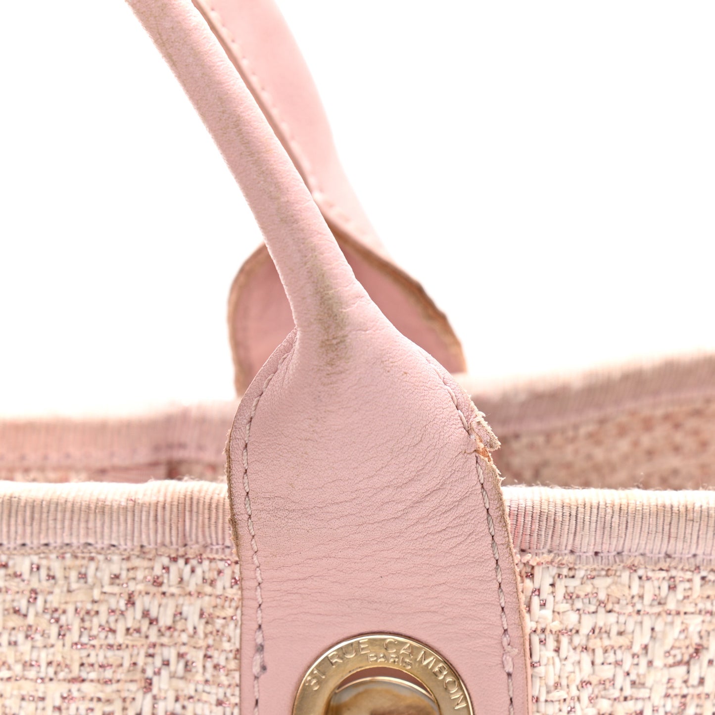 Straw Lurex Medium Deauville Tote Pink