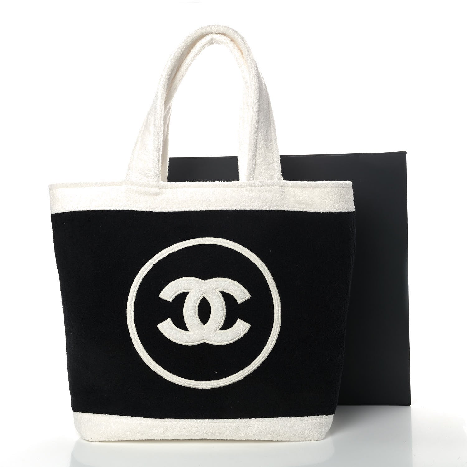 Chanel Terry Cotton CC Beach Tote Towel Set Black White 11 of 11