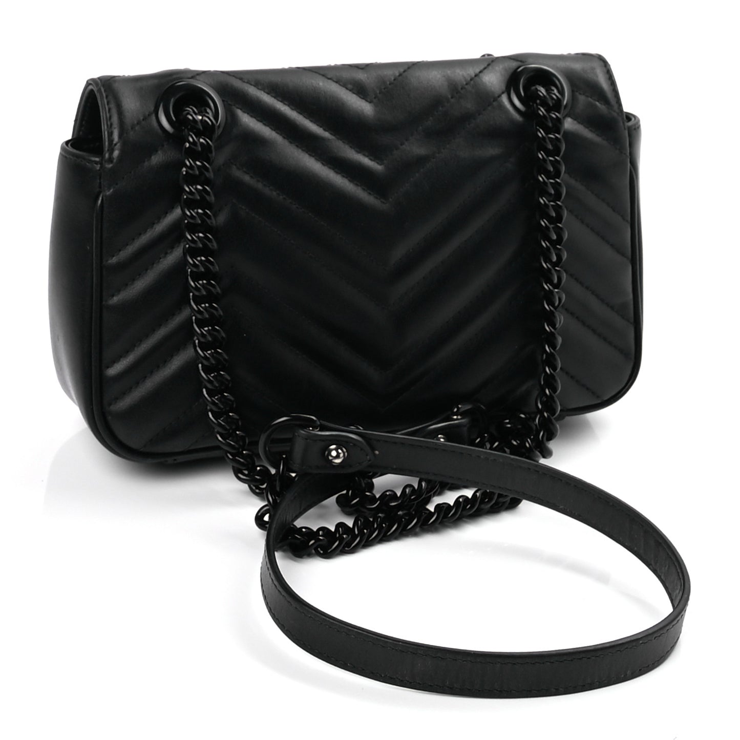 Calfskin Matelasse Monochrome Small GG Marmont Shoulder Bag Black