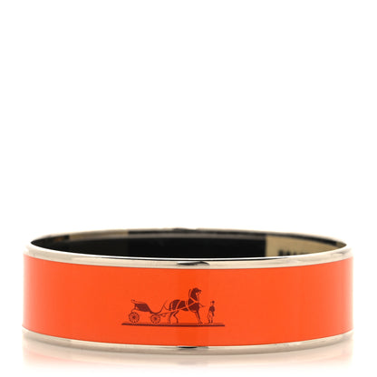 Hermes Enamel Printed Caleche Wide Bracelet 70 Orange 1 of 6