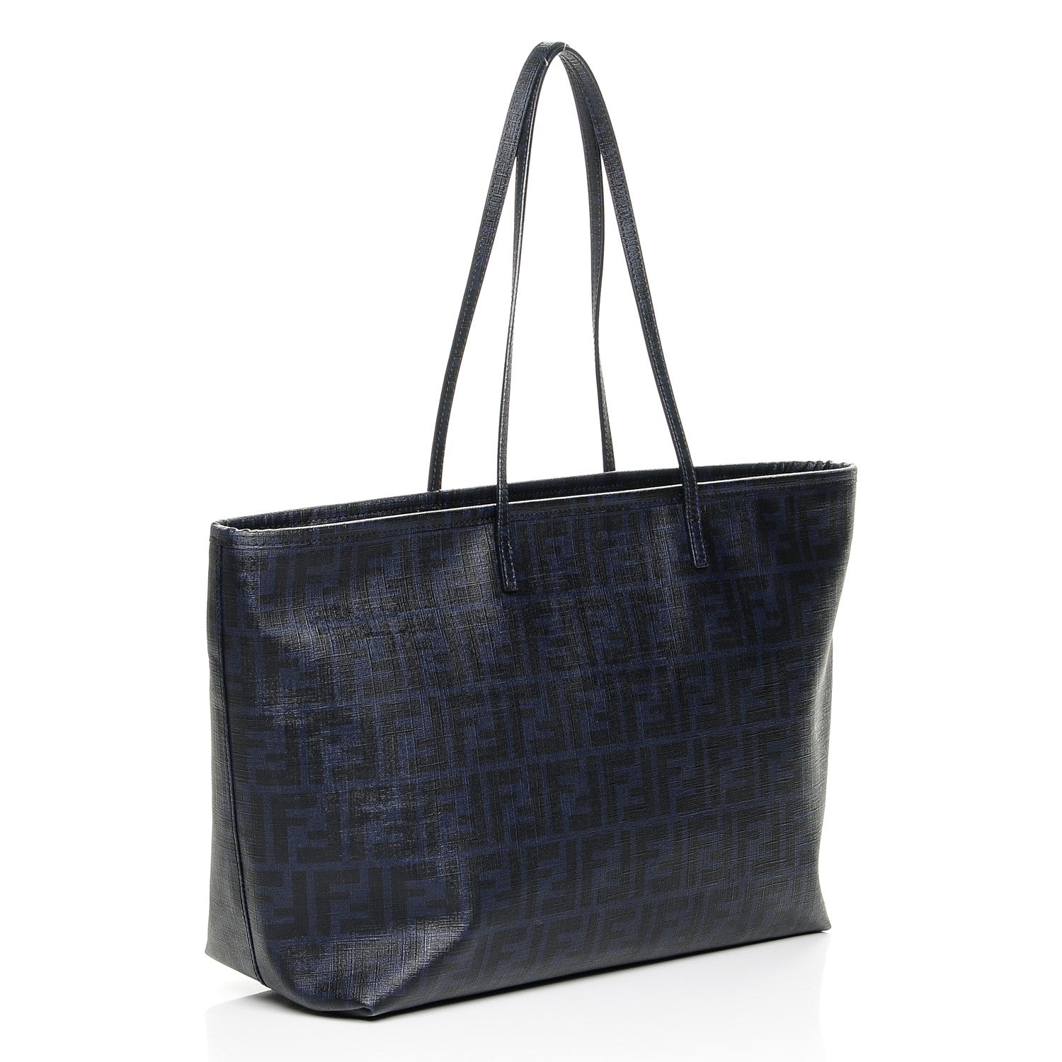 Fendi Zucca Spalmati Medium Roll Tote Navy Black 3 of 6