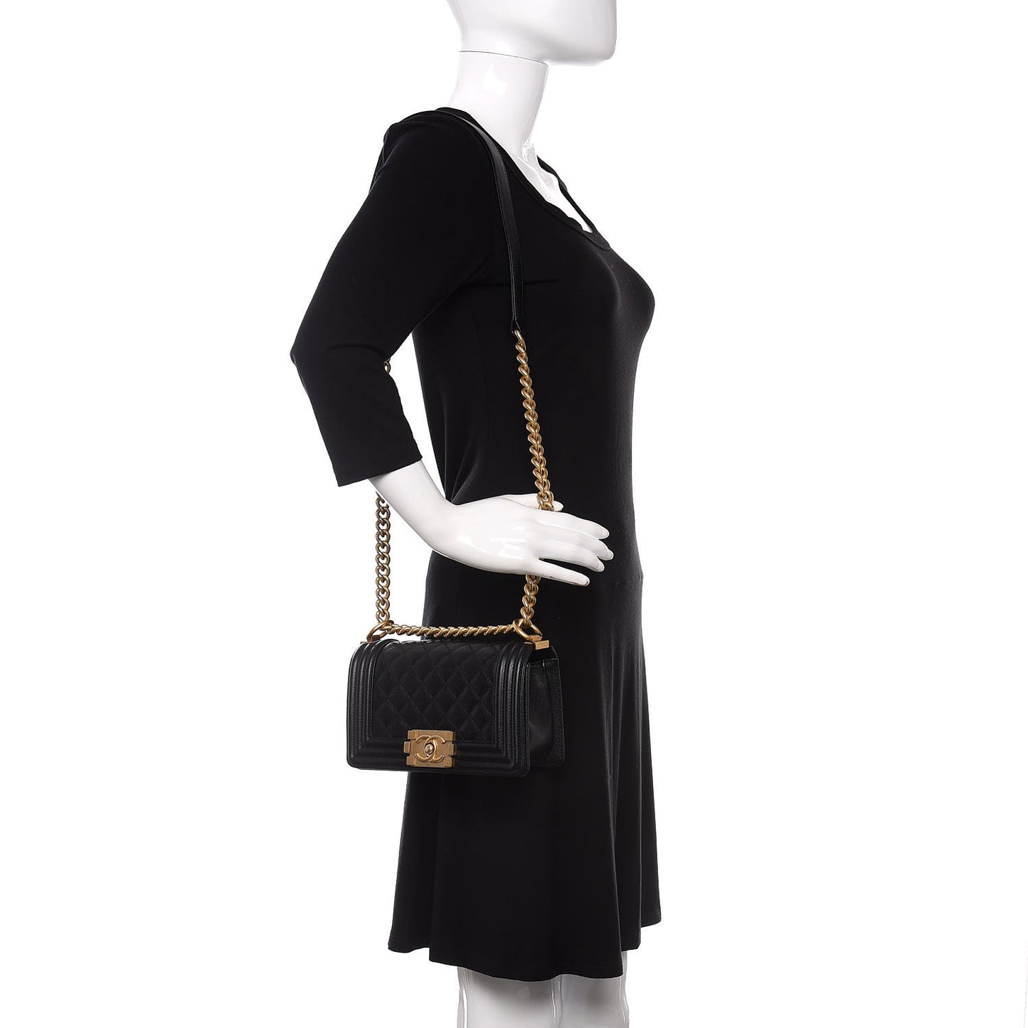 Caviar Quilted Small Boy Flap Black