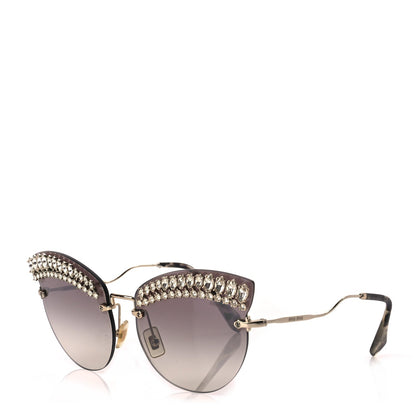 Miu Miu Metal Crystal Cat Eye Sunglasses SMU58T Gold Grey 2 of 8