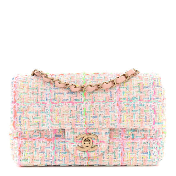 Tweed Quilted Mini Rectangular Flap Pink Green Orange Purple