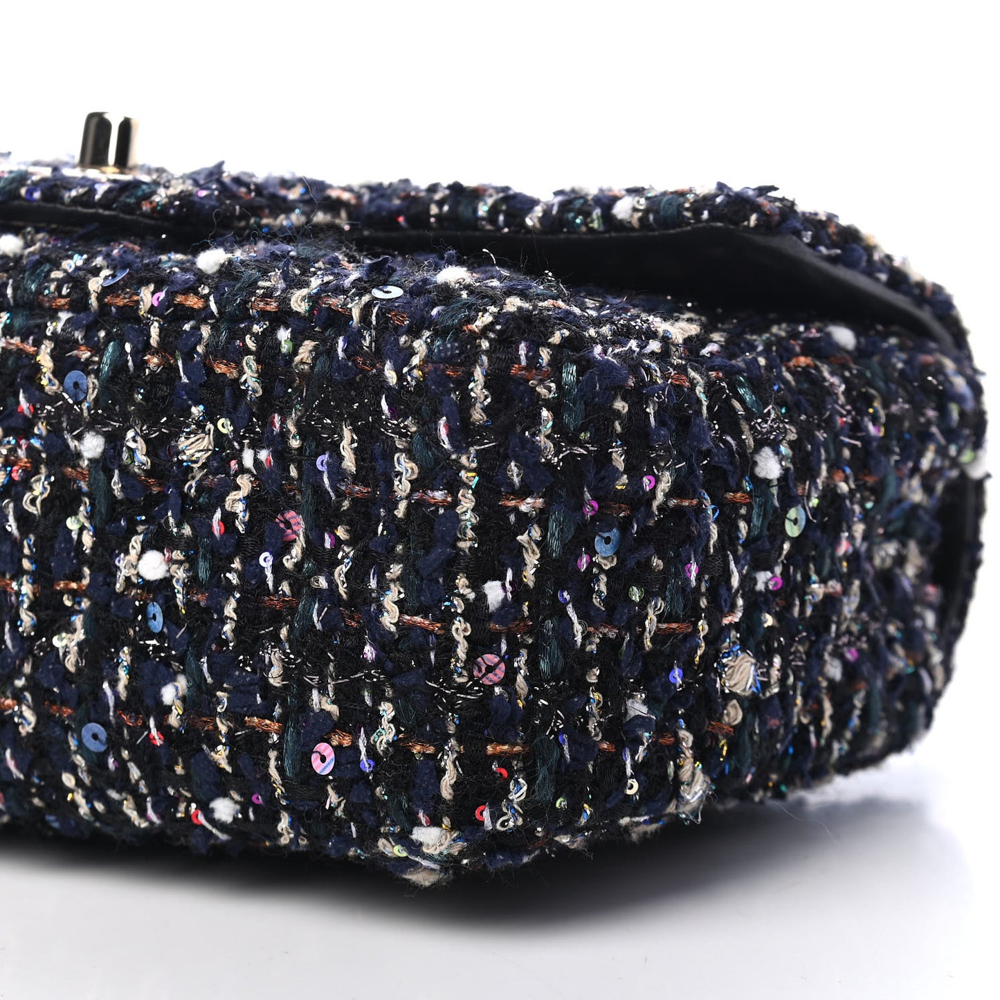 Glittered Tweed Quilted Mini Rectangular Flap Navy Blue Mulitcolor