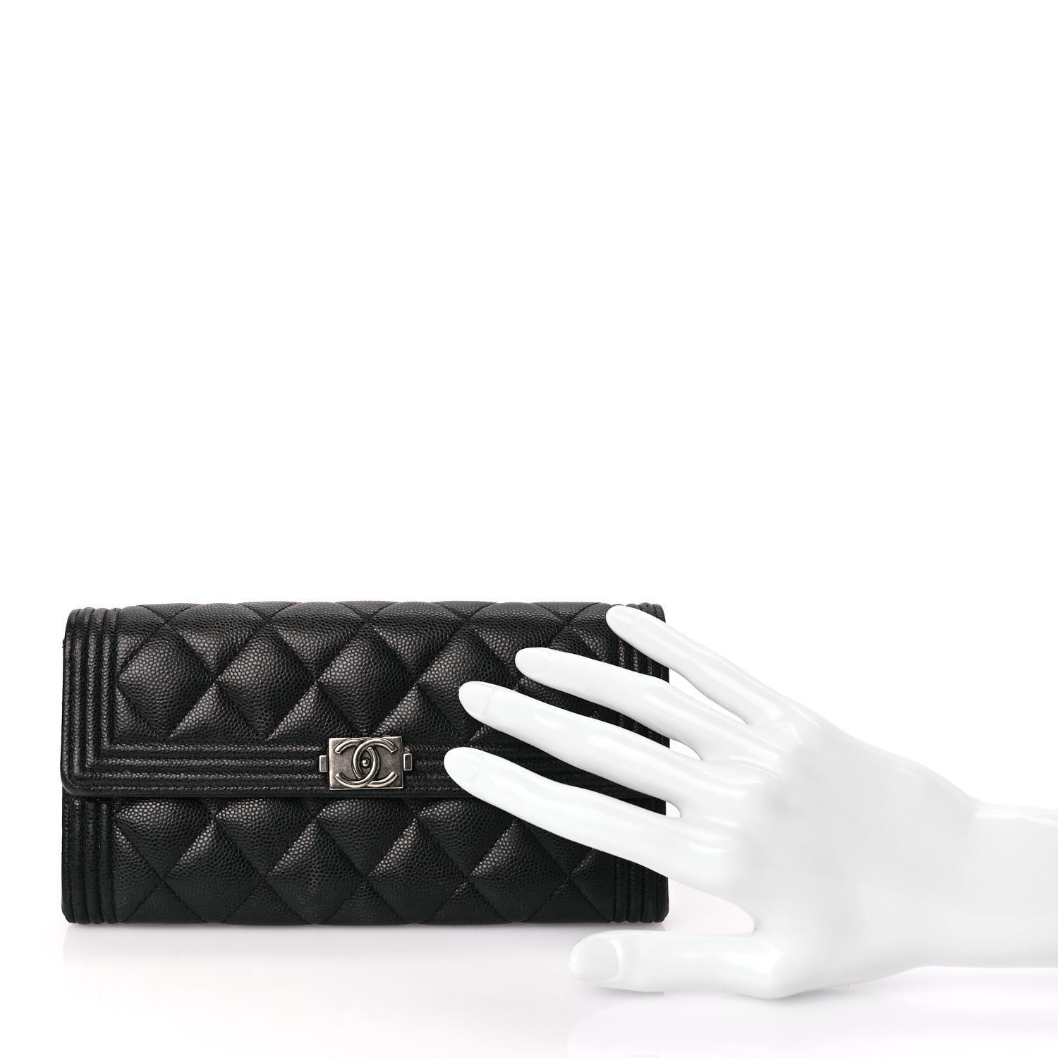 Chanel Caviar Quilted Long Boy Flap Wallet Black 2 of 7