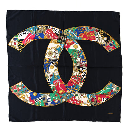 Chanel Silk CC Square Scarf Black Multicolor 1 of 4