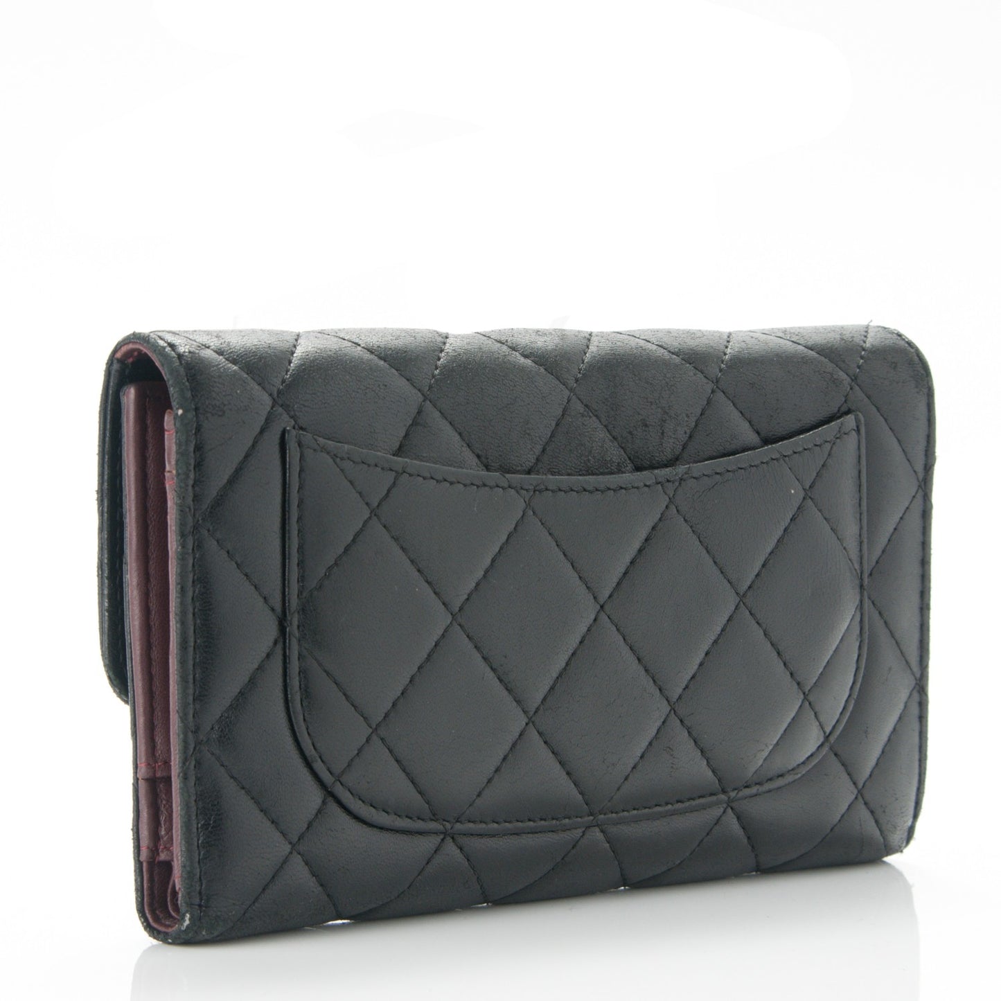 Lambskin Quilted Large Flap Wallet Black